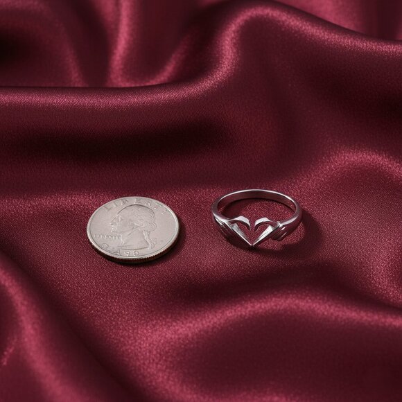 Silver Romantic Hand Heart Palm Gesture Open Adjustable Fashion Ring NWOT - Picture 6 of 8